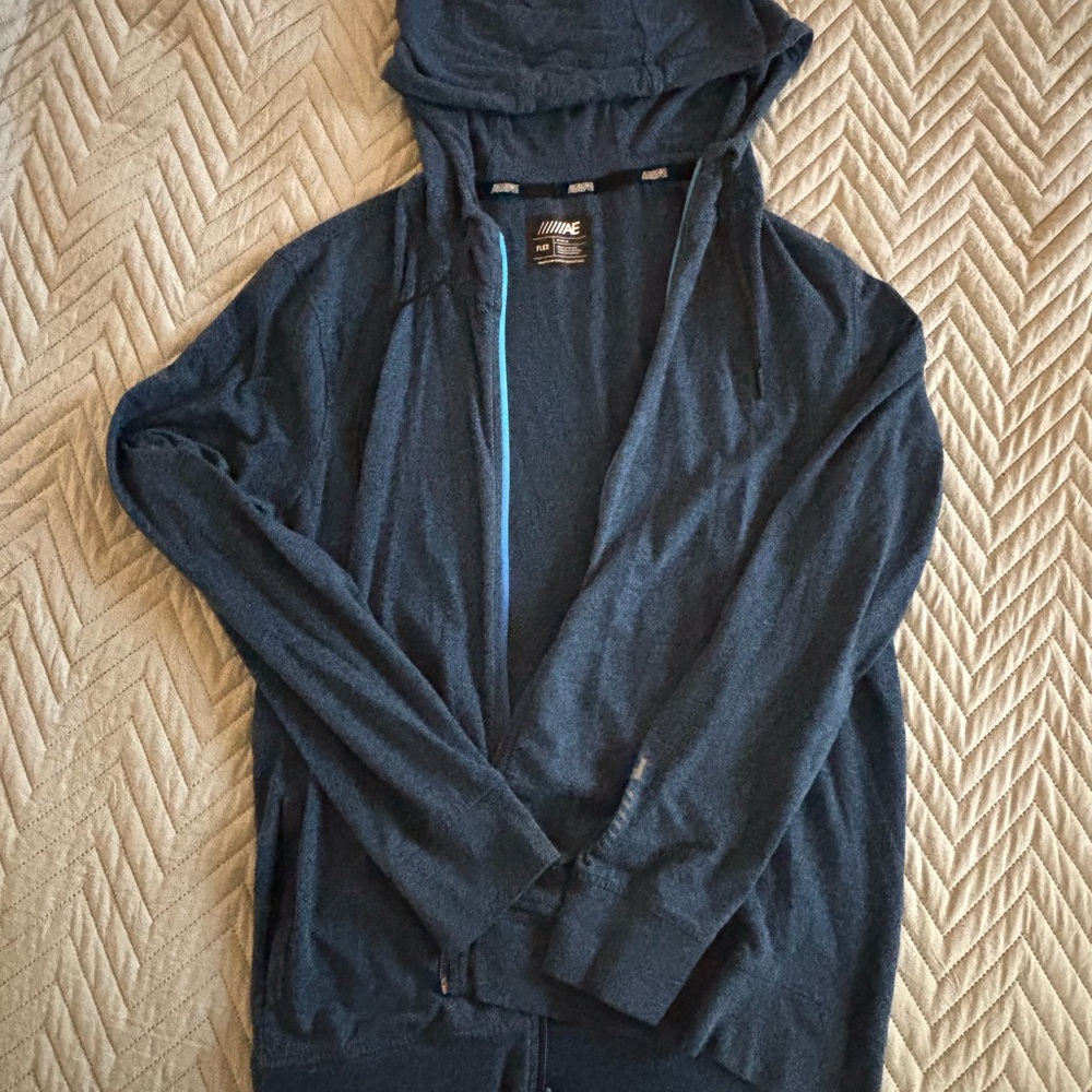 American Eagle Outfitters Dark Blue Zip-Up Sweater
